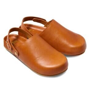 Beek Brant Leather Tan Brown Mules Clogs NIB